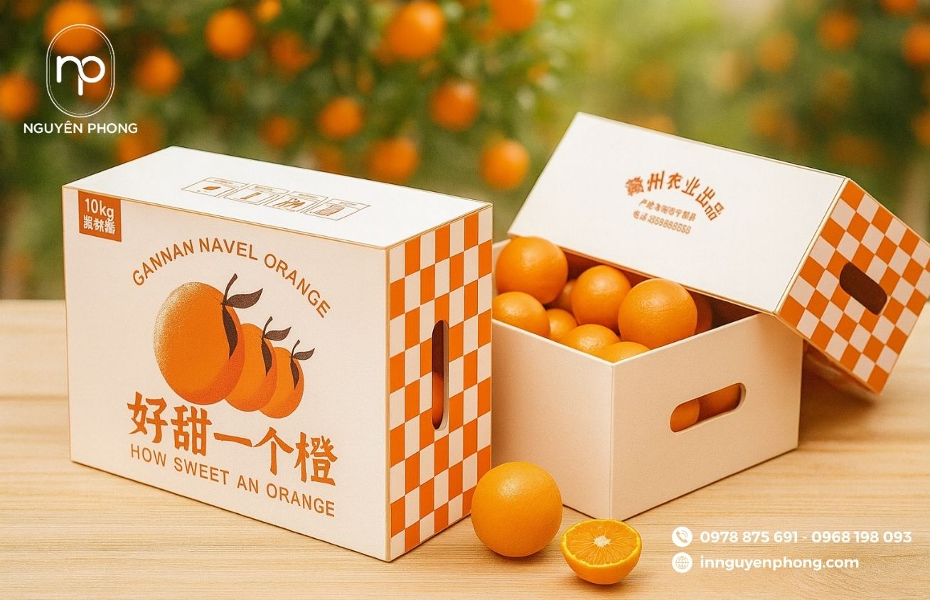 Thùng carton đựng quýt bế lỗ thông hơi